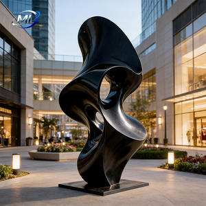 Sculptures abstraites modernes en acier inoxydable plaqué or, décorations d'art sur pied personnalisées pour villas et hôtels - Product Image 4