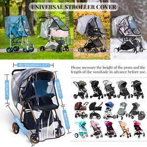 Housse de protection imperméable et coupe-vent, accessoire universel pour poussette de bébé, filet anti-insectes pour nourrissons - Product Image 5