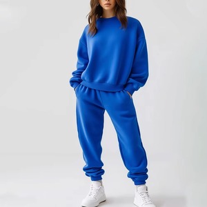 Oversized <b>Women</b> Sweat <b>Suits</b> Set Cotton Fleece Sweatshirt Jogger Pants Solid Autumn Activewear <b>Lounge</b> Outfit For <b>Women</b> Sale - Product Image 1