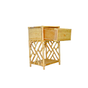 R016 Natural Rattan nightstand blends bohemian charm with coastal <b>rustic</b> style featuring a sturdy plywood drawer base for effort - Product Image 5