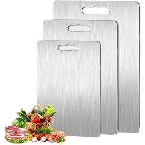 Tabla de cortar de acero inoxidable de doble cara, tabla para amasar y enrollar para el hogar, cuadrada con orificio para colgar - Product Image 1