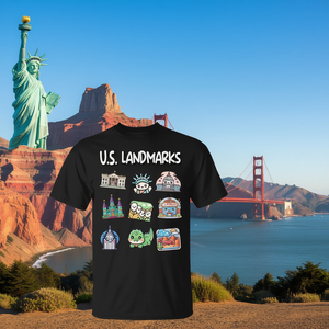 EE. UU. Camiseta Landmarks Kawaii unisex para adultos, cuello redondo, manga corta, impresión digital - Product Image 3