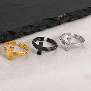 Anillo Cruzado Minimalista de Acero Inoxidable, Anillo Abierto para Hombre, Gran Venta en Europa y América - Product Image 3