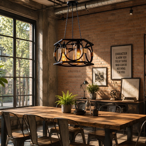 3 <b>Light</b> Orvion Polygonal <b>Cage</b> Pendant <b>Light</b>, Matte Black Metal with Rope Decor Glass Hanging Lamp - Product Image 5
