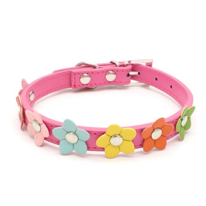 Patrón sólido PU cuero mascota gato perro <span class=keywords><strong>Collar</strong></span> con nudos de flores elegante y duradero correa para mascotas y <span class=keywords><strong>Collar</strong></span> - Product Image 4
