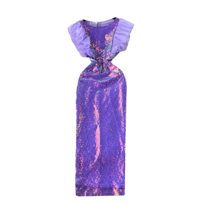 Abito elegante di alta qualità per le donne manica volanti con paillettes di pizzo <span class=keywords><strong>da</strong></span> donna abiti <span class=keywords><strong>da</strong></span> <span class=keywords><strong>sera</strong></span> <span class=keywords><strong>vestiti</strong></span> <span class=keywords><strong>da</strong></span> donna - Product Image 4