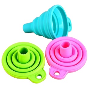 Wholesale Portable Miniature Kitchen Telescopic Oil Spill Funnel Food Grade <b>Silicone</b> Folding Cover Specialty Home <b>Tools</b> - Product Image 1