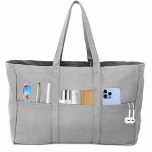 In Stock <b>Large</b> Capacity <b>Plain</b> Tote Bag Cotton <b>Canvas</b> Tote Bag <b>Canvas</b> With Zipper - Product Image 1