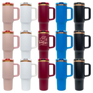 40oz Powder Coated Copper Plated Underneath Removable Flip Straw Stainless Steel Travel Coffee Tumblers <b>Mug</b> with Leakproof Lid - Product Image 1