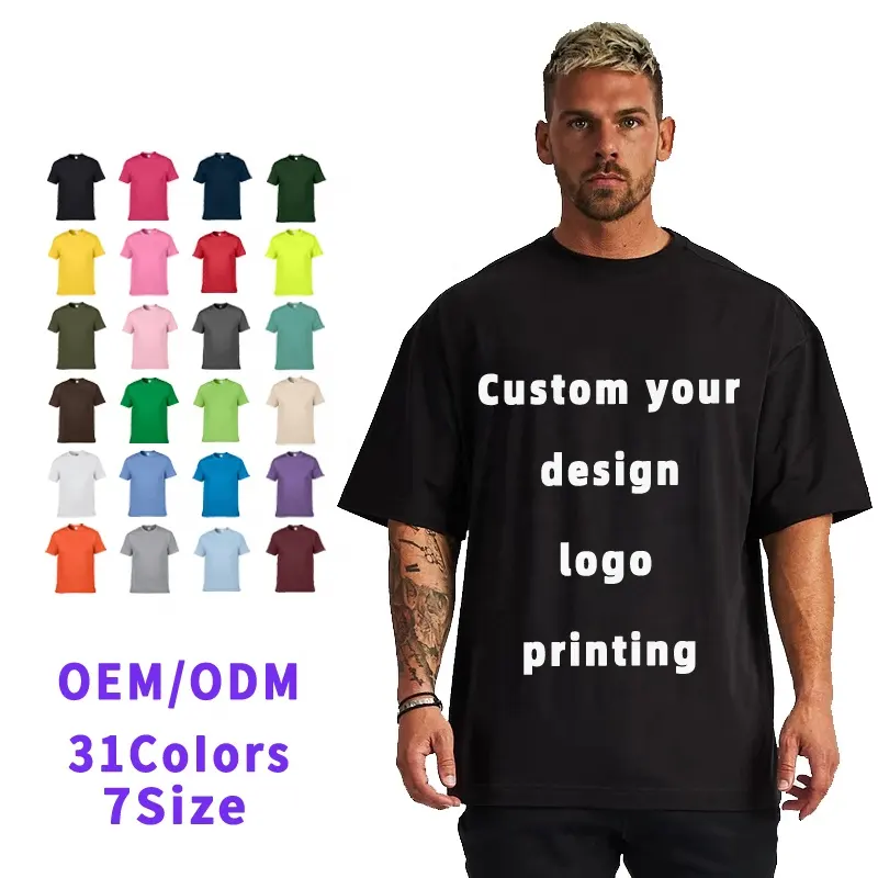 Custom Tshirt Blanco Heren Merk Bulk Zwaargewicht 100% Organisch Supima Pima Katoen Drop Shoulder Zwart T-Shirt