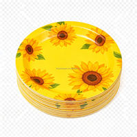 Assiettes en papier jaunes en vrac, vaisselle jetable pour les fêtes d'été, les pique-niques et les événements