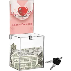 Hersteller Großhandel durchsichtige Acryl-Spendenbox dekorative Geldspende-Acryl-Box