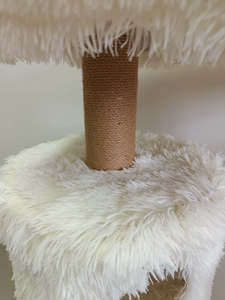 <span class=keywords><strong>Arbre</strong></span> <span class=keywords><strong>à</strong></span> <span class=keywords><strong>chat</strong></span> 3 niveaux en bois massif véritable, panneaux de particules de bois naturel rond, tissu velours et jute pour salon - Product Image 2