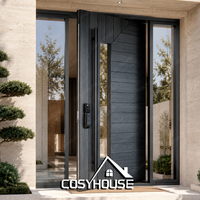 Porte pivotante en bois massif moderne de luxe, porte d'entrée en bois sur mesure pour entrée de villa