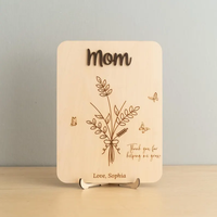 Décoration personnalisée pour la fête des mères Pafu, empreinte de main en bois, art floral, décoration de table personnalisée pour maman