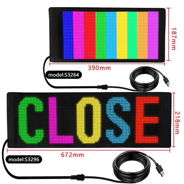Bluetooth App Programmable Led Car Sign Board USB 5V Scrolling Message Led Matrix Panel Digital Display for Shop Advertising