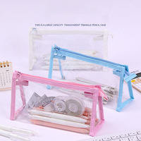 Trousse à crayons transparente en PVC, portable, 22x7x10cm, personnalisable, pour l'école primaire, rangement simple, vente en gros