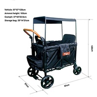 Poussette-chariot pour 2 enfants, auvent, ceinture de sécurité, poignée réglable, poches de rangement, design pliable, capacité de charge de 20 kg pour les enfants de 0 à 6 ans