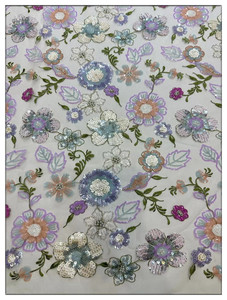 Encaje Francés de Malla 100% Poliéster Ecológico Blinglace con Lentejuelas y Cuentas Bordadas Florales, Corte Vintage Sexy para Vestidos - Product Image 3