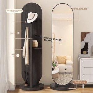 Kính Đầy Đủ Chiều Dài Gương Áo Giá Với Tích Hợp Lưu Trữ Xoay Móc Áo Di Động Và Sàn Đứng Cho Phòng Ngủ Cho Khách Sạn - Product Image 4