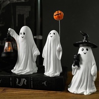 Figurine de sorcière en résine avec robe blanche et chat noir, statue de personnage magique créative, décoration de table, ornement pour la maison