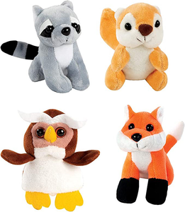 J063 con mango bosque Treehouse 4 piezas Mini animales <span class=keywords><strong>de</strong></span> peluche conjunto <span class=keywords><strong>de</strong></span> juguete personalizado lindo búho ardilla zorro y mapache Treehouse muñeca conjunto - Product Image 3