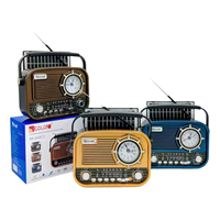 Pour Eletree RX-366CS, horloge-réveil portable rétro solaire, haut-parleur LED, batterie 18650, charge DC, lecteur de musique USB, carte TF, AM FM SW 3 bandes