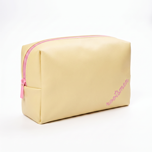 BSCI Stylish PU Leather <b>Vanity</b> Makeup <b>Bag</b> Yellow Custom Logo For Gift Giving And Daily Use Storage Org - Product Image 4