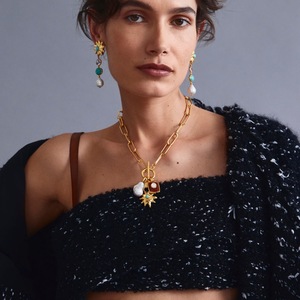 Nuevos Estilos 2024, Collar de Perlas Barrocas con Baño de Oro de 18k y Esmalte de Luna y Estrella para Mujer - Product Image 2
