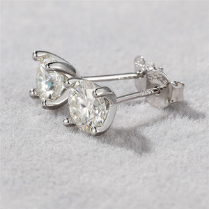 VVS Moissanite Earrings Wholesale Classic 4 Prong Round Cut 925 <b>Sterling</b> <b>Silver</b> <b>Studs</b> for Women Luxury Jewelry - Product Image 4
