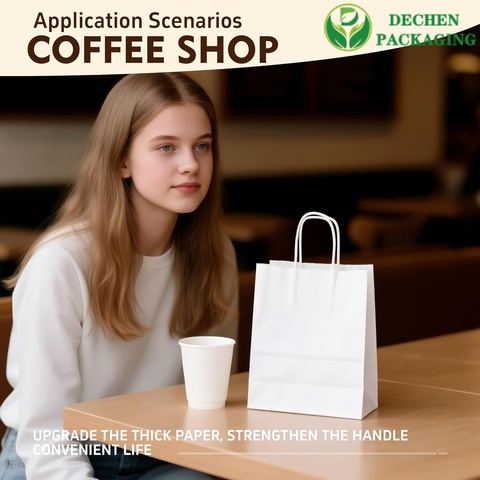 Brown Kraft Printed Paper Shopping Bags with Handles