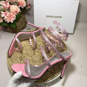 Sandalias de Tacón Abierto con Tiras en el Tobillo, Estilo Stiletto, Moda 2025, Nuevas con Tacones en Espiral - Product Image 6