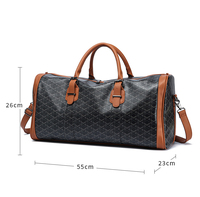 Sac de voyage en cuir PU brodé de luxe personnalisé avec fermeture à glissière Grande capacité pour les voyages de week-end et les séjours d'une nuit - Unisexe