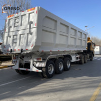 Semi-remorque benne arrière 3 essieux robuste avec vérin hydraulique pour le transport de déchets de construction et de marchandises