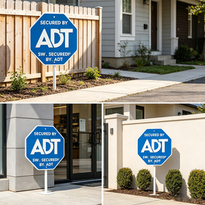 Panneau de signalisation de sécurité pour la maison, style ADT, 28 pouces, panneau d'avertissement pour cour, plaque en aluminium réfléchissante, panneau de signalisation routière - Product Image 4
