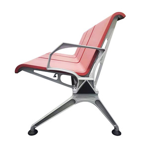 Silla de espera Baoxian Furniture PU Airport Chair BX-L019K-3 roja con reposabrazos para uso en aeropuertos, estaciones y hospitales. - Product Image 4