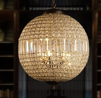 Plafonnier rond en cristal LED AC en acier de luxe moderne américain pour chambre à coucher et salon