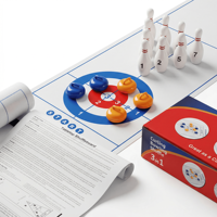 Individuelles Logo 3-in-1 Tisch-Curling-Bowling-Shuffleboard-Spielset Großhandel Tragbares Indoor-Familien-Party-Tischspiel