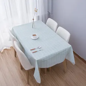 Nordic Rectangular PVC Table Cover Household Plaid Tablecloth Waterproof Anti-Oil Washable Tablemat