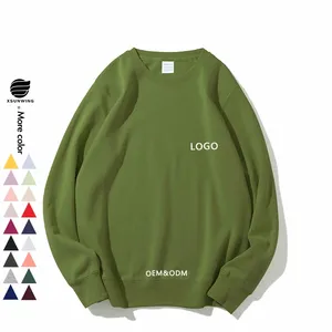 Xsunwing Unisex Low MOQ Custom 18 Colors Blank Crew Neck Blank Sweatshirts 350 Grams Long Sleeve Polar Fleece Sweatshirt Men