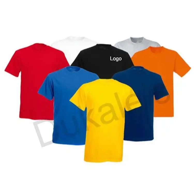 Dtg לוגו מותאם אישית תווית רגיל חולצה הדפסת 100% כותנה בסיסית חולצה ריקה קבוצת צוות גברים דחיסת Tshirt עם צבעים רב
