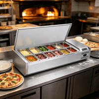 Réfrigérateur commercial à refroidissement direct de 1,5 m pour salades de fruits, table de préparation de pizzas sur comptoir, vitrine de maintien au frais