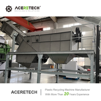 Laveuse de plastique automatique Aceretech haute capacité 1500 kg/h avec moteur, boîte de vitesses et roulement pour l'élimination des étiquettes - Certifiée CE