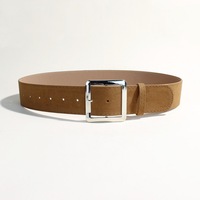 Ceinture amincissante rétro style Maillard en velours de peau de cerf PU pour femme, avec boucle ardillon en alliage, 4,7 cm x 103 cm