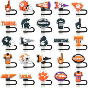 Nuovo Topper per Cannuccia in Silicone PVC da 10mm Stile Squadra di Football Americano, Vendita all'Ingrosso - Product Image 3