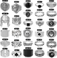 Ensemble de bagues signet en argent vintage punk gothique James Avery pour hommes, en alliage, sans pierres précieuses