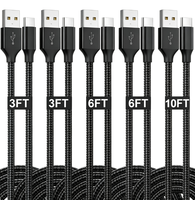 Câbles USB en nylon tressé 1M 2M 3M 2.4A 3A à chargement rapide pour téléphone, vente en gros, pas cher, avec logo OEM
