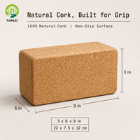 Bloc de yoga en liège naturel brun foncé haute densité 3x6x9 pouces antidérapant écologique pour yoga, pilates, exercices, logo personnalisé, vente en gros