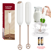 Mousseur à lait électrique portable en plastique PP, durable et écologique, batteur à œufs, fouet, mélangeur de boissons à piles, vente en gros