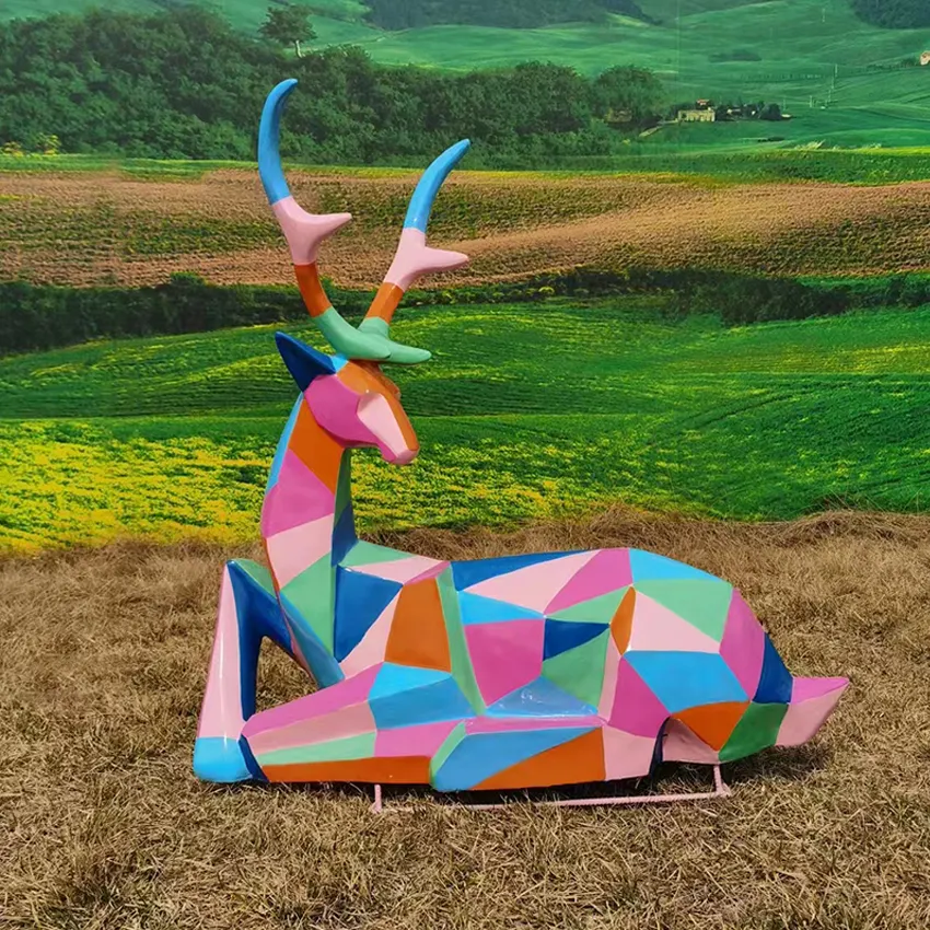 Al Aire Libre personalizado FRP pintado ciervo escultura Parque Decoración